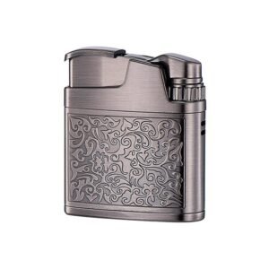 Retro Engraved Relief Pattern Metal Igniter, Windproof Jet Flame Refillable Ignition Tool, Silver Bronze Finish, Durable For Candle BBQ Daily Use, Perfect Occasion Gift, No Fuel Contained